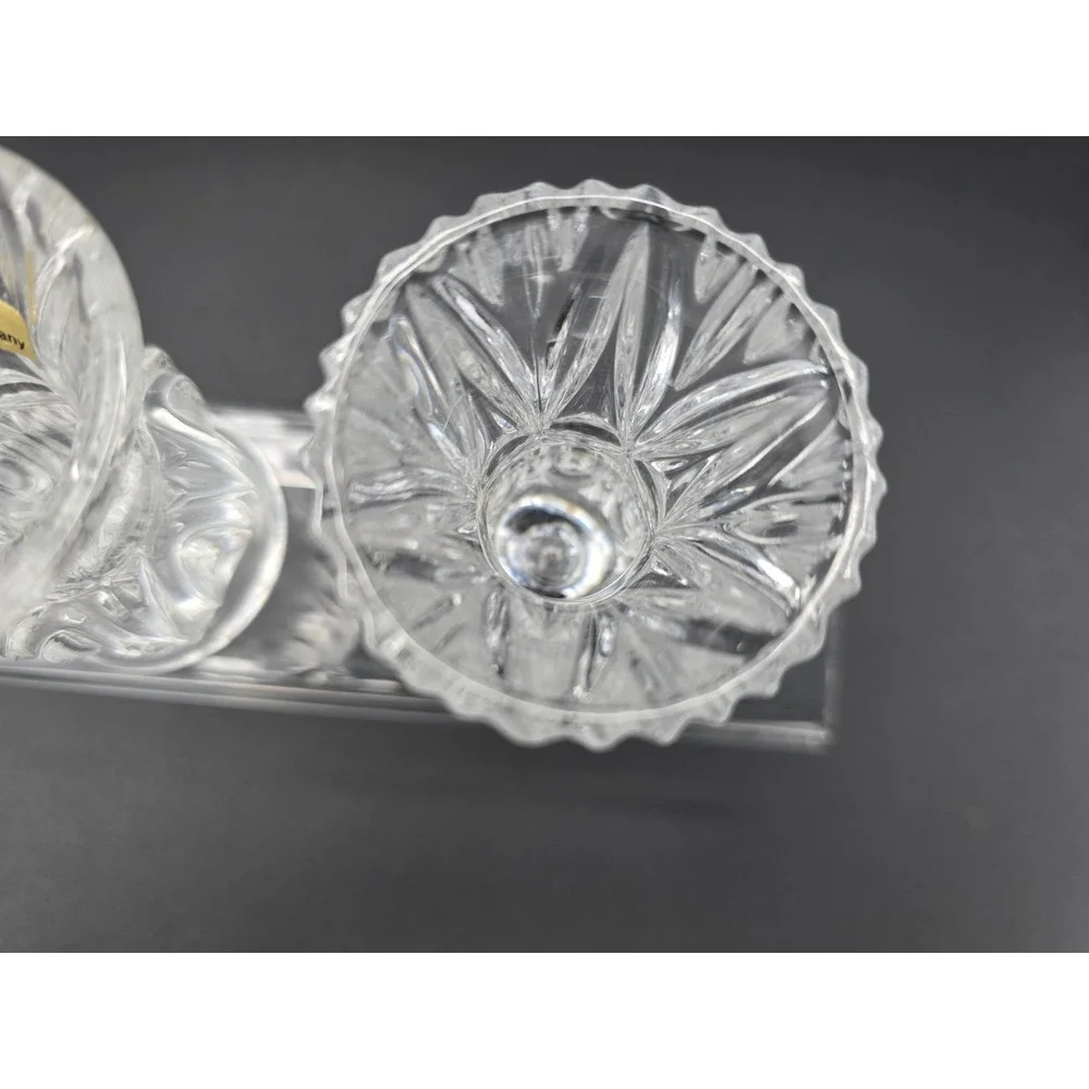 Set Of 2‎ VINTAGE PRESSED GLASS CLEAR DIAMOND CUT TOOTHPICK HOLDERS